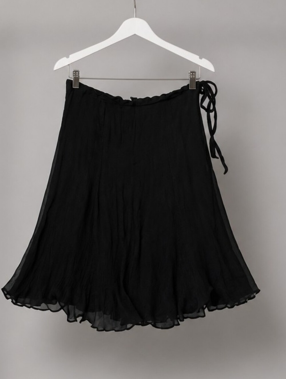 J.Crew 100% Silk Black Layered Sheer Overlay Skirt. Side Zip. Tie Waist.EUC
